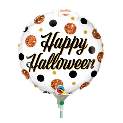 22cm Halloween Sparkly Dots Foil Balloon #89740AF - Each (Inflated, supplied air-filled on stick)