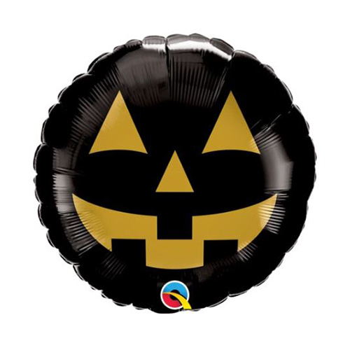 45cm Halloween Jack Face Black & Gold Foil Balloon #89832 - Each (Pkgd.)