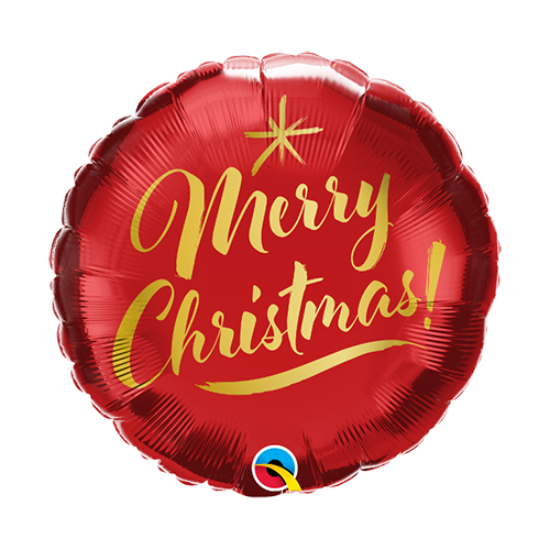 45cm Christmas Gold Script Red Foil Balloon #89850 - Each (Pkgd.) TEMPORARILY UNAVAILABLE