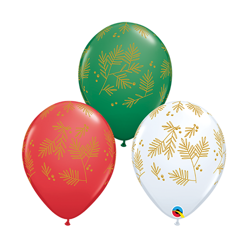 28cm Christmas Contemporary Evergreen Special Assorted Latex Balloons #90226 - Pack of 50 