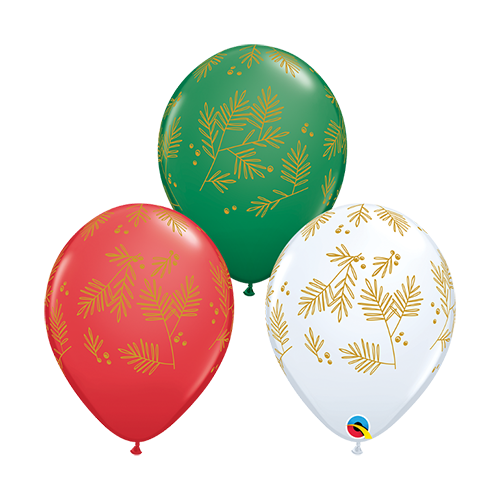 28cm Christmas Contemporary Evergreen Special Assorted Latex Balloons #9022625 - Pack of 25 TEMPORARILY UNAVAILABLE