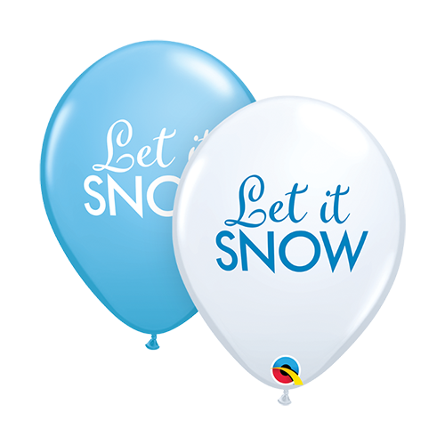 28cm Christmas Simply Let It Snow White & Robins Egg Latex Balloons #9023625 - Pack of 25