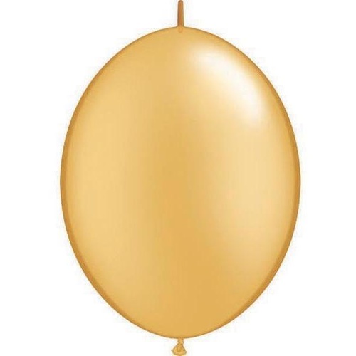 15cm Quick Link Gold Qualatex Quick Link Balloons #90267 - Pack of 50 