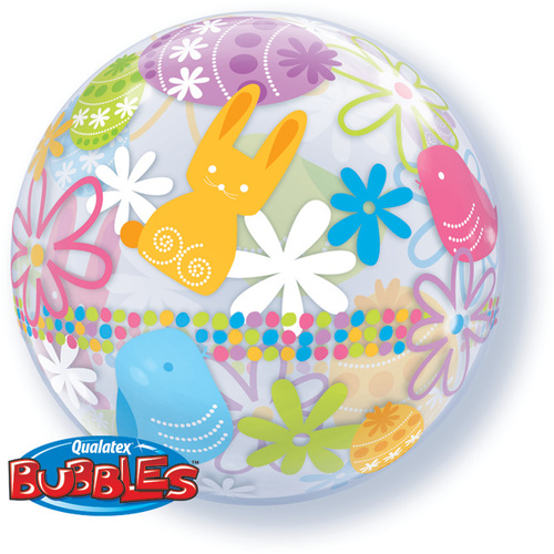 56cm Single Bubble Spring Bunnies & Flowers #90595 - Each