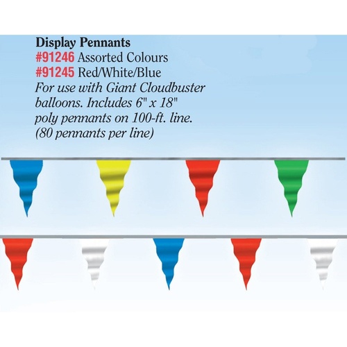 Pennant Deluxe Poly 6"X18" Red/White/Blue #91245 - Each SPECIAL ORDER ITEM