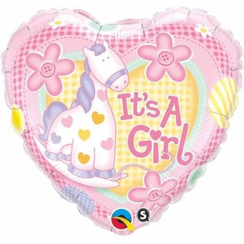 45cm Heart Foil It's A Girl Soft Pony #91297 - Each (Pkgd.)  TEMPORARILY UNAVAILABLE