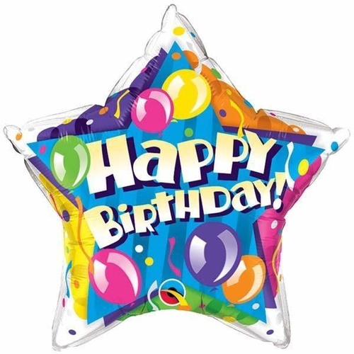 DISC 50cm Star Foil Birthday! Sparkling Balloons Star #91301 - Each (Pkgd.) 