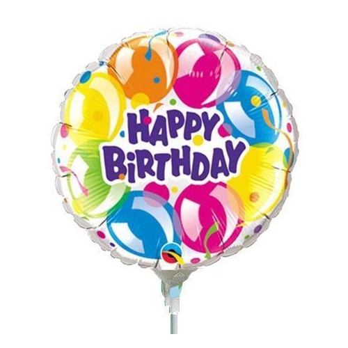 22cm Birthday Sparkling Balloons Foil Balloon #92521AF - Each (Inflated, supplied air-filled on stick) 