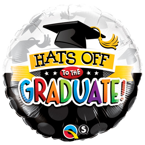 45cm Round Foil Hats Off To The Graduate! #93214 - Each (Pkgd.) 