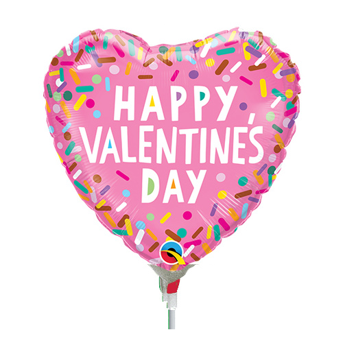22cm Valentine's Sprinkles Foil Balloon #97138AF - Each (Inflated, supplied air-filled on stick)