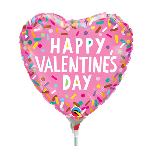 22cm Valentine's Sprinkles Foil Balloon #97138AF - Each (Inflated, supplied air-filled on stick)