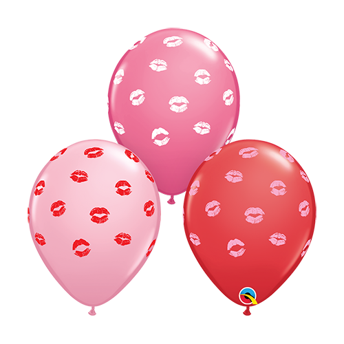 28cm Love Kissey Lips Assorted Red, Pink & Rose Latex Balloons #97141 - Pack of 50 
