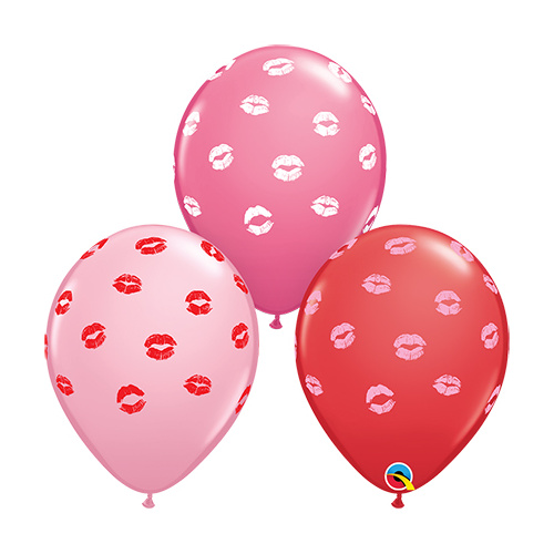 28cm Love Kissey Lips Assorted Red, Pink & Rose Latex Balloons #9714125 - Pack of 25