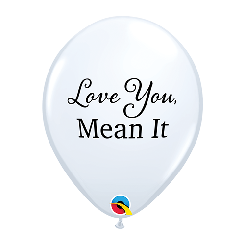 28cm Love Simply Love You, Mean It White Latex Balloons #97144 - Pack of 50 SPECIAL ORDER ITEM