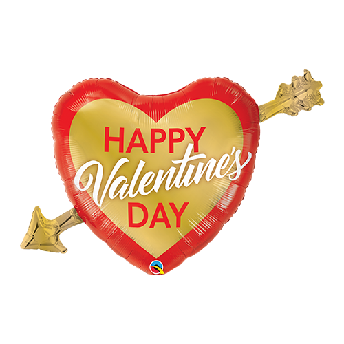 97cm Shape Valentine's Golden Arrow Foil Balloon #97212 - Each (pkgd.)