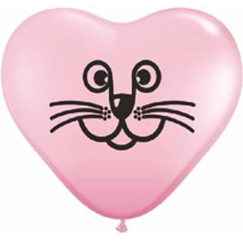 15cm Heart Pink Cat Face #97336 - Pack of 100 TEMPORARILY UNAVAILABLE