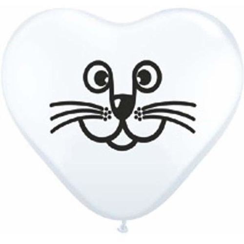 15cm Heart White Cat Face #97337 - Pack of 100 TEMPORARILY UNAVAILABLE