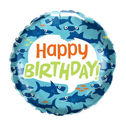 45cm Birthday Fun Sharks Foil Balloon #97379 - Each (Pkgd.) 