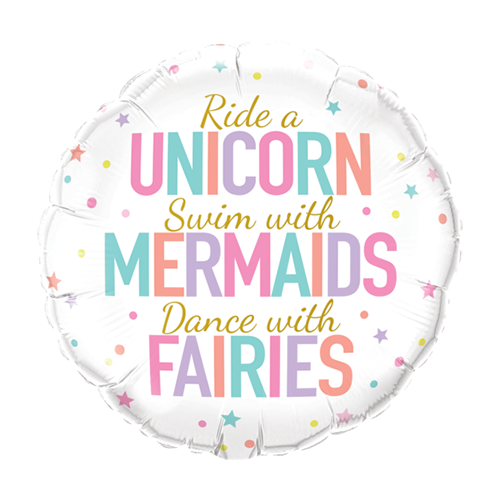 45cm Unicorn/Mermaids/Fairies Foil Balloon #97402 - Each (Pkgd.) 