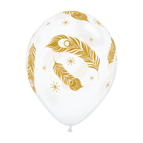 28cm Peacock Feathers Diamond Clear Latex Balloons #97536 - Pack of 50 TEMPORARILY UNAVAILABLE