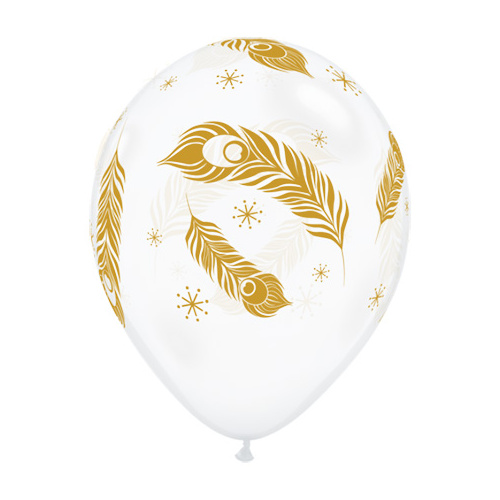 28cm Peacock Feathers Diamond Clear Latex Balloons #9753625 - Pack of 25 