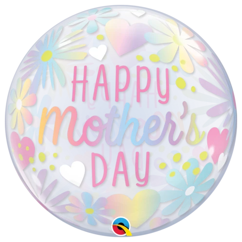 DISC 56cm Single Bubble Mother's Day Floral Pastel #98325 - Each (Pkgd.) 