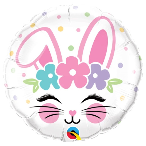 45cm Round Foil Bunny Face #98337 - Each (Pkgd.) 