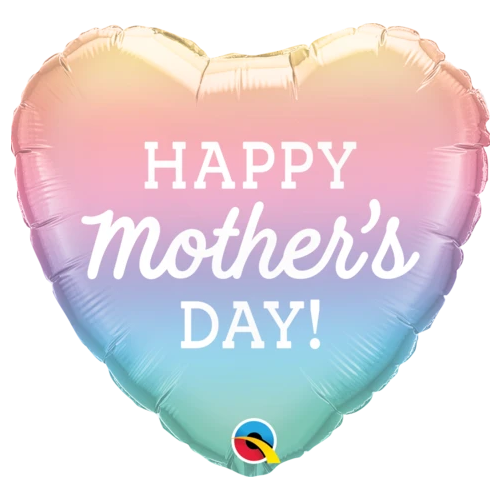 45cm Heart Foil Mother's Day Pastel Ombre #98412 - Each (Pkgd.)