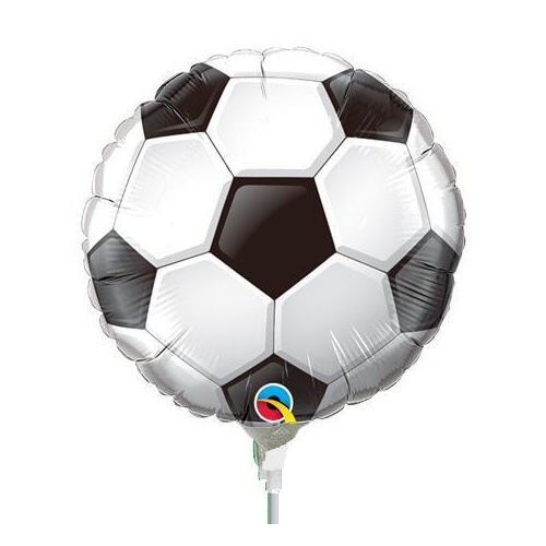 22cm Soccer Ball Round Foil Balloon #98439AF - Each (Inflated, supplied air-filled on stick) 