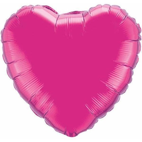 22cm Heart Magenta Plain Foil Balloon #99342AF - Each (Inflated, supplied air-filled on stick) TEMPORARILY UNAVAILABLE