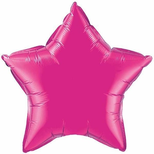 22cm Star Magenta Plain Foil Balloon #99344 - Each (FLAT, unpackaged, requires air inflation, heat sealing) 