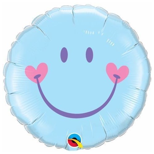 45cm Round Foil Sweet Smile Face-Pale Blue #99576 - Each (Pkgd.) TEMPORARILY UNAVAILABLE