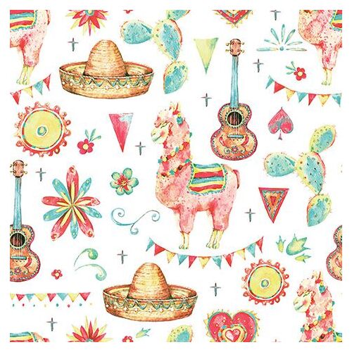 Napkin Paper Llama Mexican Fiesta 3Ply Lunch 33cm #CTCKW5359 - Pack of 20