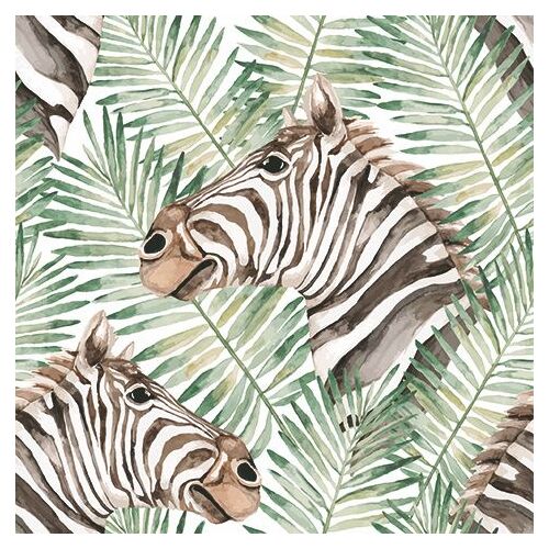 Napkin Paper Zebra Leaf Tropical 3Ply Lunch 33cm #CTCKW5369 - Pack of 20