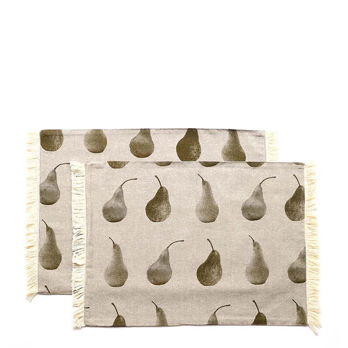 Placemat Rectangular Cotton Blend Pear Khaki Green (33cmx48cm) #FBLRHPM20211 - Set of 4