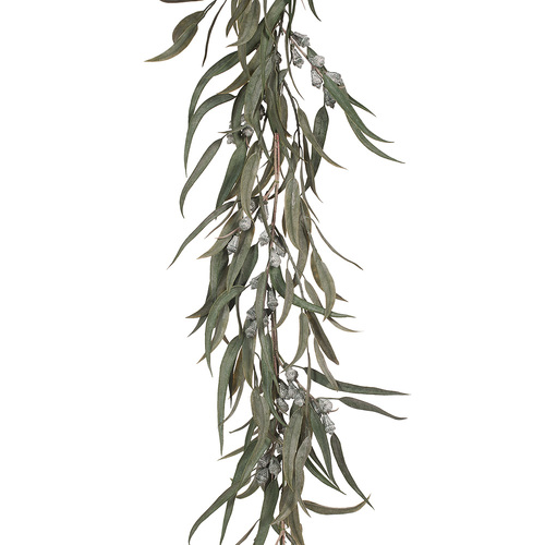 Eucalyptus Pod Garland Green White 180cml #FI9326GW - Each (Upkgd.)