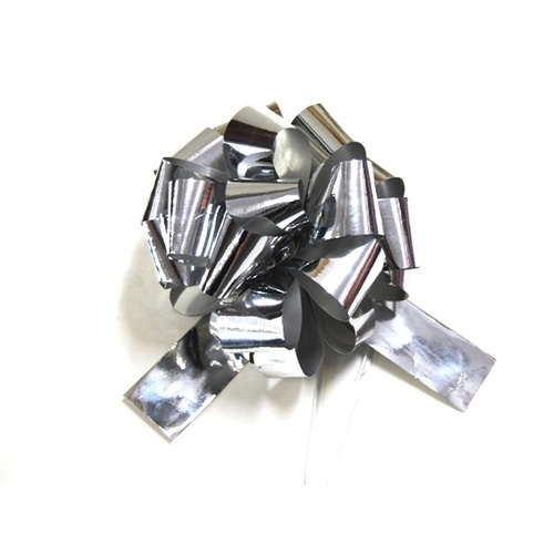 QuickBow Pull Bow Metallic Silver 30mm Ribbon #GP30PSBIM05 - Roll of 12
