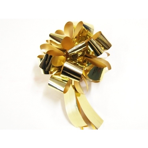QuickBow Pull Bow Metallic Gold 30mm Ribbon #GP30PSBIM06 - Roll of 12 TEMPORARILY UNAVAILABLE