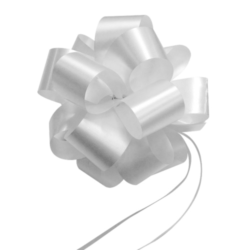 QuickBow Pull Bow White 30mm Satin Ribbon #GP30PSBIP11 - Roll of 12 TEMPORARILY UNAVAILABLE