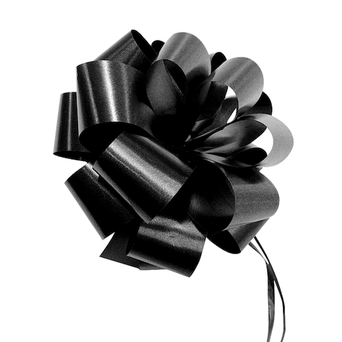 QuickBow Pull Bow Black 30mm Satin Ribbon #GP30PSBIP23 - Roll of 12 TEMPORARILY UNAVAILABLE