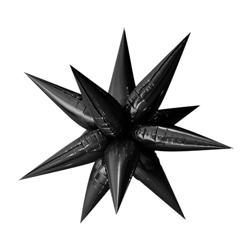 65cm Shape Foil Starburst Black Air Fill ONLY # H0590 - Each (Pkgd.)