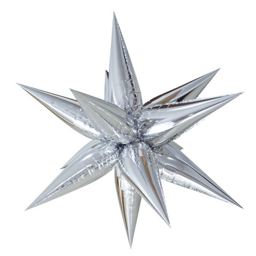 100cm Shape Foil Starburst Silver Air Fill ONLY #H0593 - Each (Pkgd.)