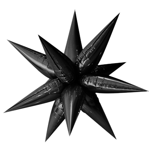 100cm Starburst Black Foil Balloon Air Fill ONLY #H0602 - Each (Pkgd.)