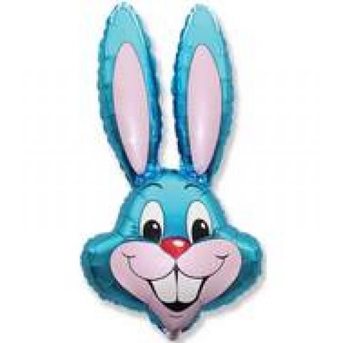 Shape Easter Bunny Head Metallic Blue 89cm Foil Balloon #JTBHBL - Each (UnPkgd.) 