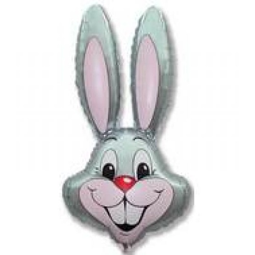 Shape Easter Bunny Head Metallic Silver 89cm Foil Balloon #JTBHS - Each (UnPkgd.)  TEMPORARILY UNAVAILABLE