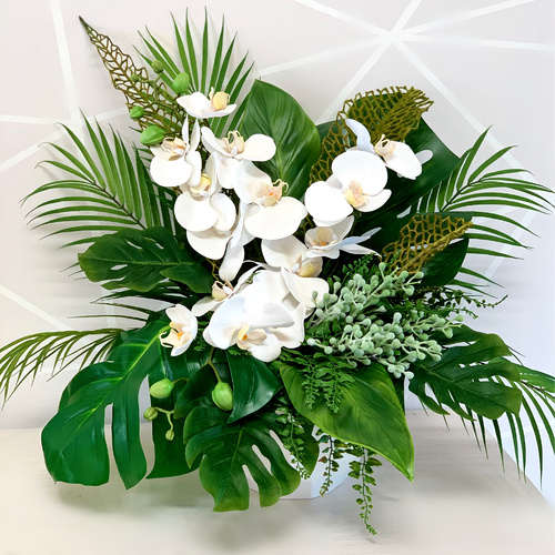 Forever Flowers Event Decor - Tropical Orchid White Arrangement #JTFFTOWH