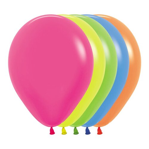 12cm Neon Assorted  Sempertex Latex Balloons #JTNEON12 - Pack of 100