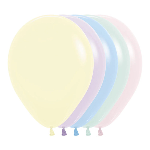 12cm Pastel Matte Assortment Sempertex Latex Balloons #JTPAS12 - Pack of 100