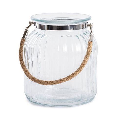 Hurricane Glass Jar with Jute Rope Clear (15Dx17cmH) #KC13024CL - Each