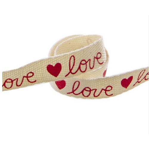 Ribbon Cotton Love Red 15mm x 20m #KC2199941RE - Each